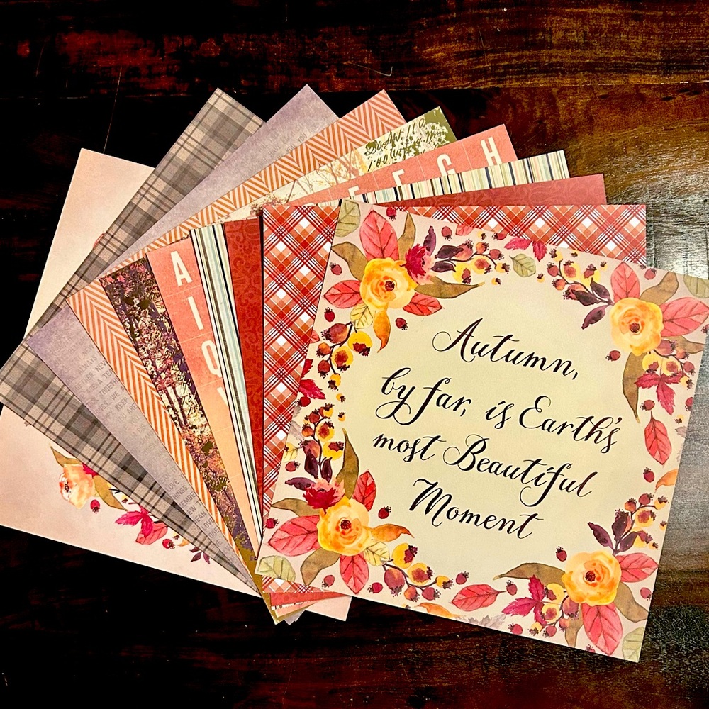 Fall Scrapbook Paper! Beautiful Autumn Colors! 12x12 Premium Card Stock!